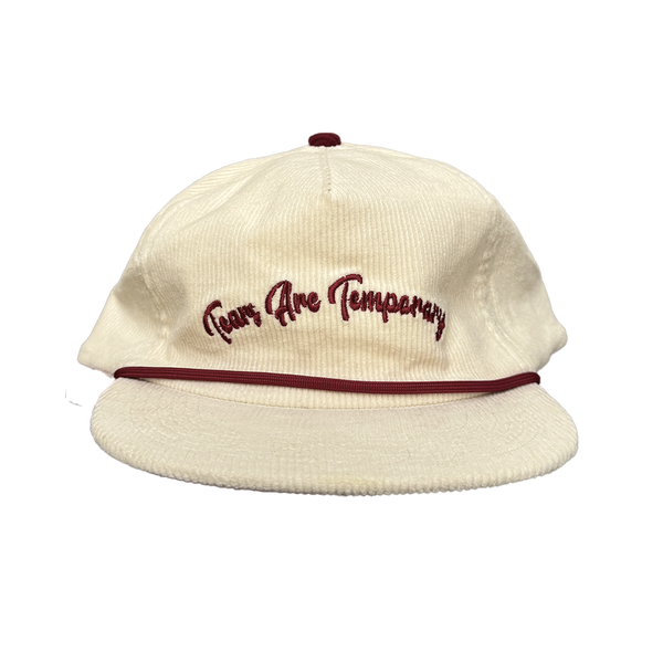 Tears Are Temporary corduroy hat with embroidered text