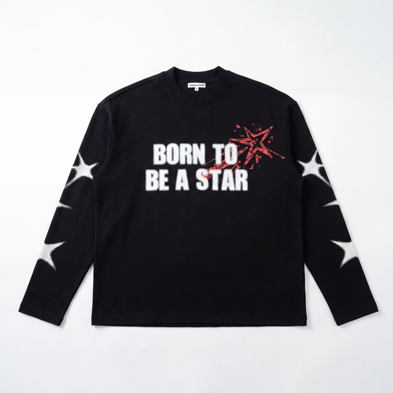 BORN TO BE A STAR LONGSLEEVE - BLACK