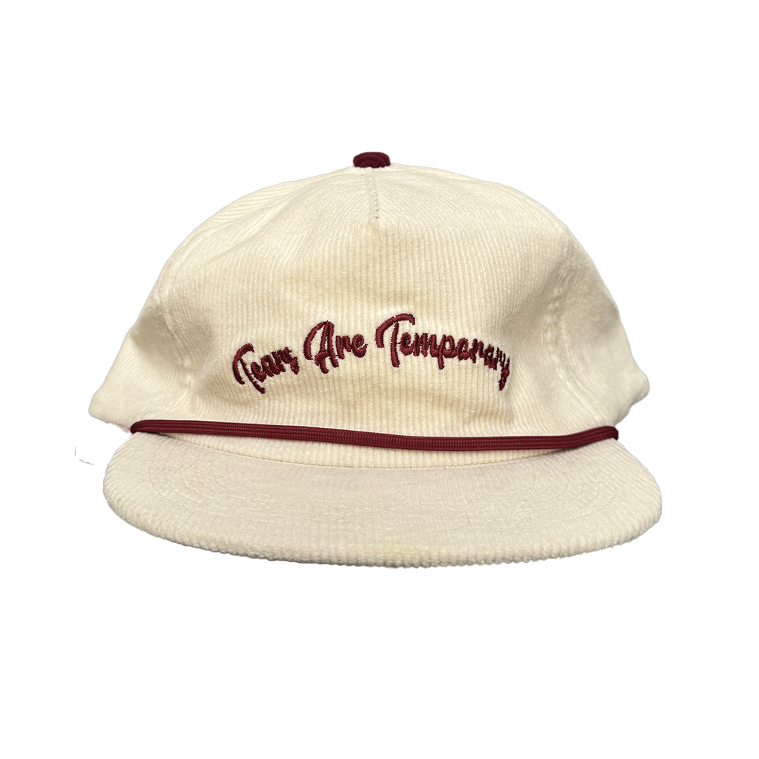 Tears Are Temporary corduroy hat with embroidered text