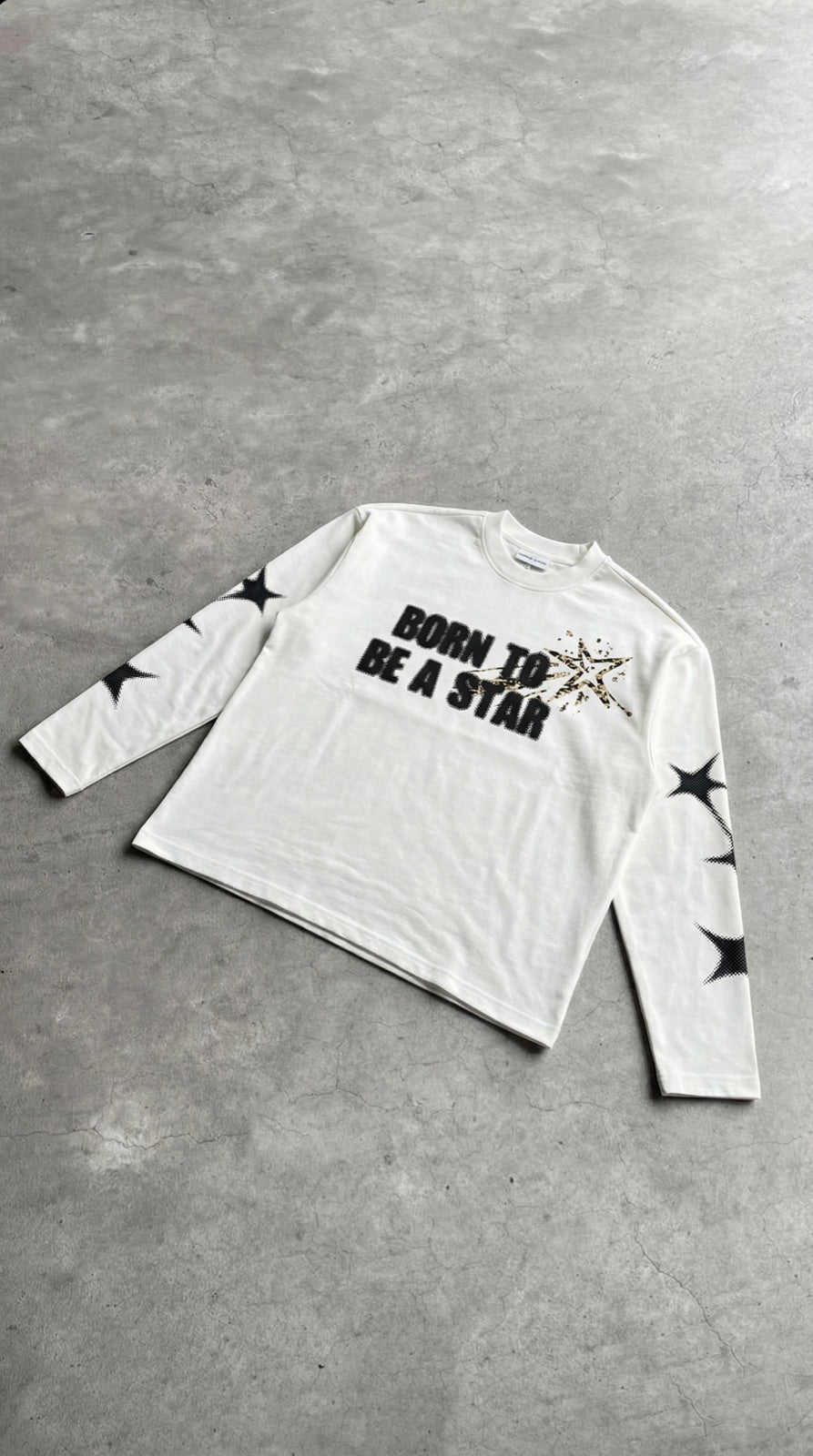 Born To Be A Star Longsleeve heren in off-white, 240 GSM cotton